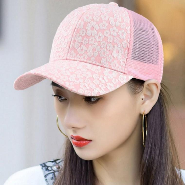 코디 야구모자 여름 여성 시원한 볼캡 포인트 꽃 메쉬 미니 자수 원픽