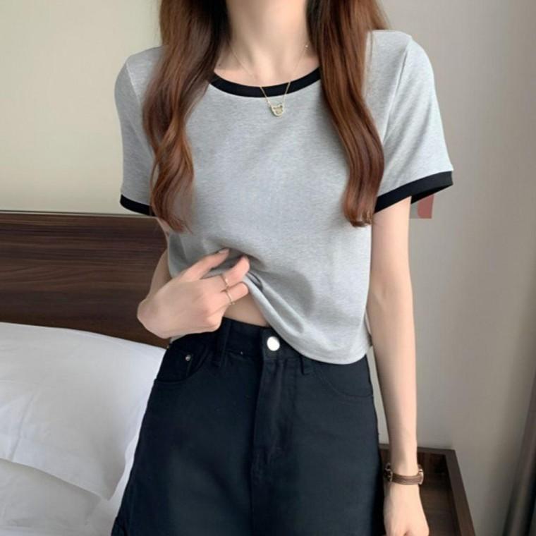여름 면티 크롭 시원한 여성 티셔츠 반팔 1P 데일리 가을 무지 크롭티 원픽 셀파