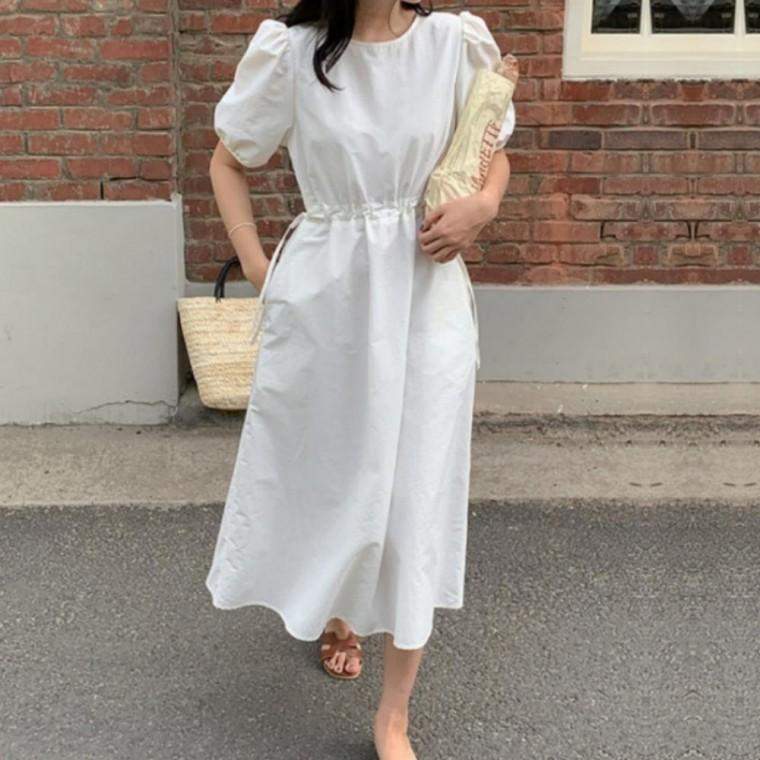 여성 코튼 반팔 롱 원피스 시원한 면 소재 여름 데일리룩