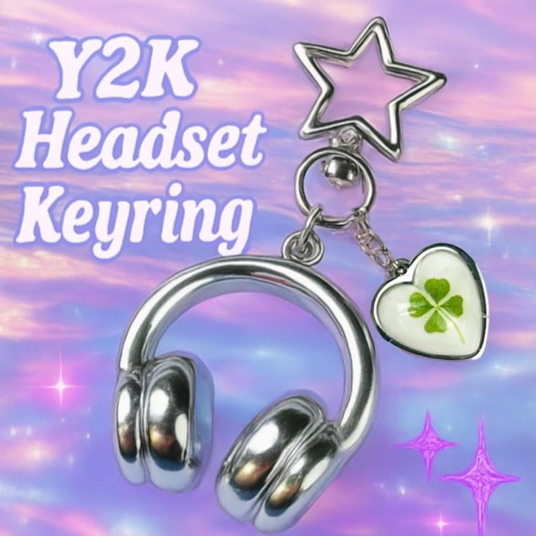 Y2K 럭키 헤드셋 키링 키홀더 열쇠고리 네잎크로버 럭키