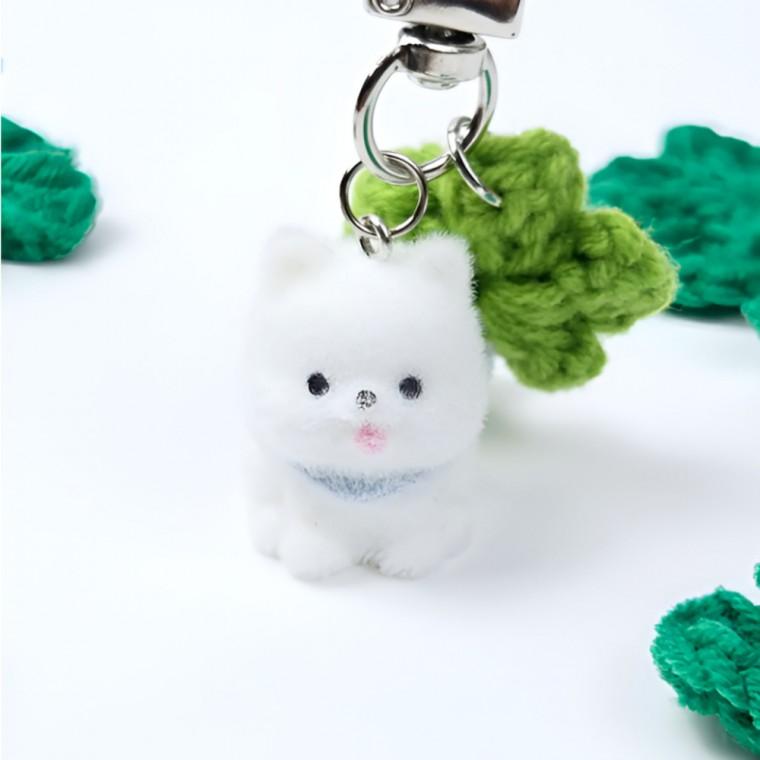 럭키 흰둥이 키링 키홀더 열쇠고리 네잎크로버 행운 선물