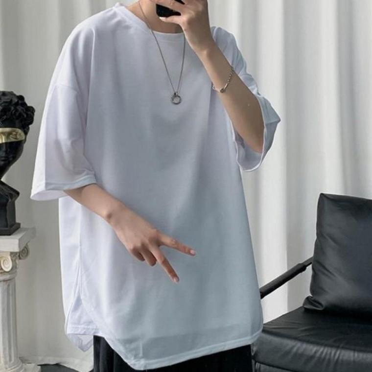무지 오버핏 레이어드 3컬러 반팔 티셔츠
