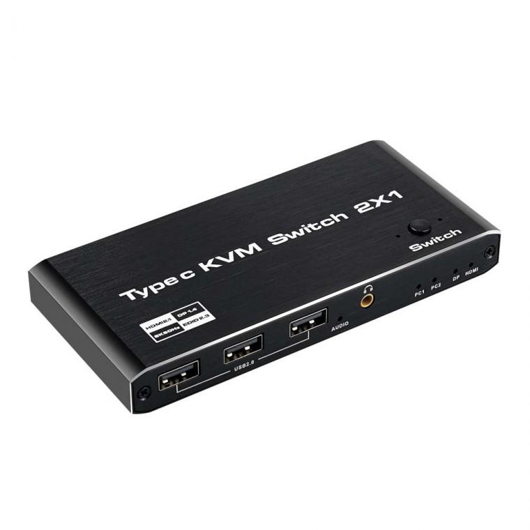 4K USB HDMI 2.1 C타입 KVM 2포트 스위치 멀티 제어 선택 키보드 마우스 모니터