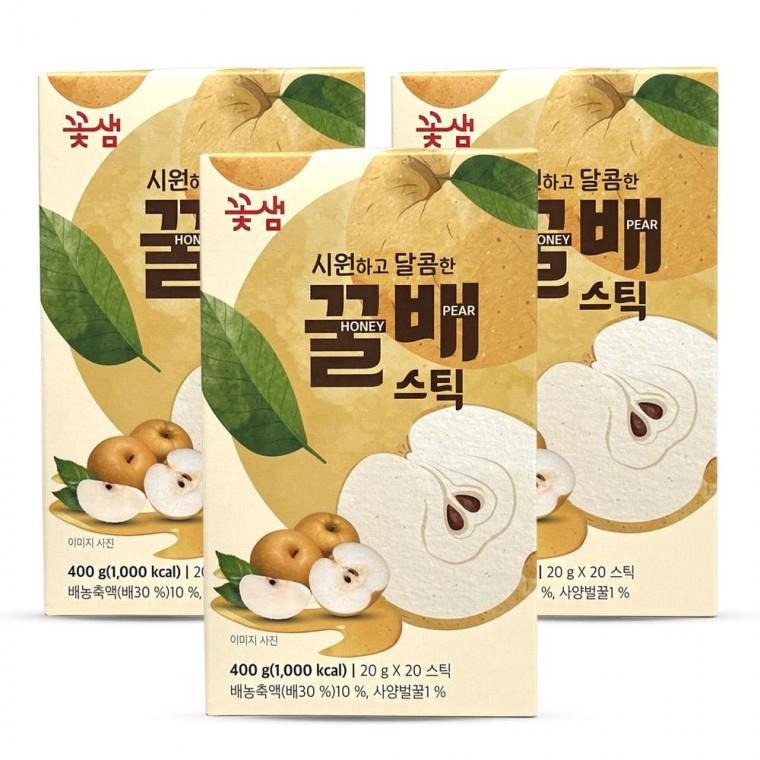 꽃샘 시원 달콤 꿀 배 음료 스틱 액상 차 20T 스틱 3개