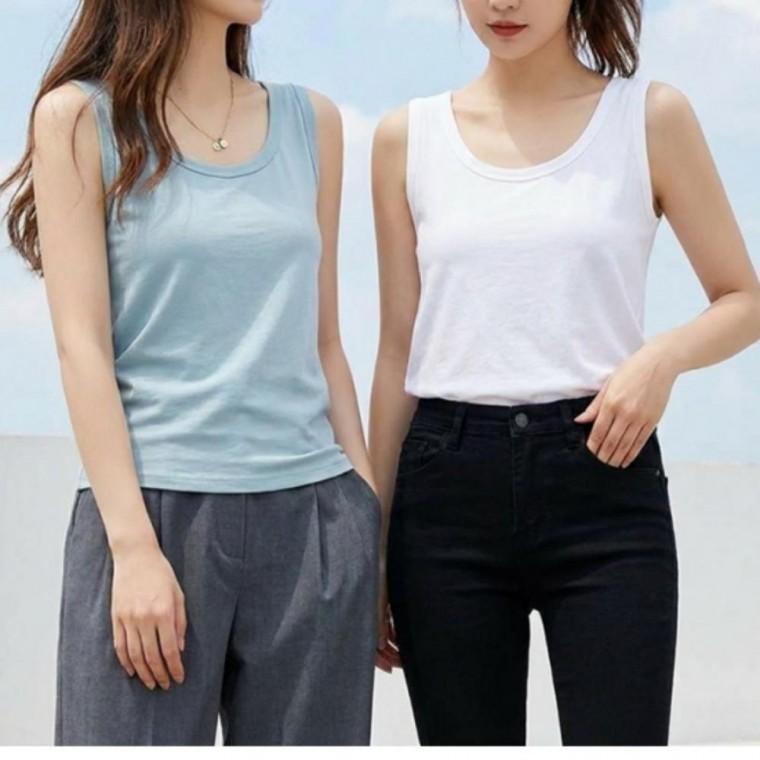 민소매 보들보들 시원한 여성 이너 모달 쿨링 나시티 빅사이즈 라운드넥