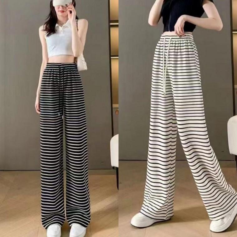 여자 줄무늬 디자인 시원한 소재 밴딩 데일리 팬츠 편한 바지 여자카고 여자밴딩 조거