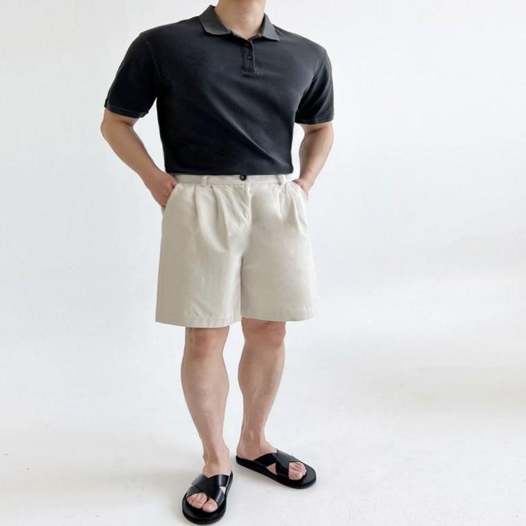 치노 핀턱 와이드 데일리 편한바지 팬츠 시원한바지 반바지 코튼 남자