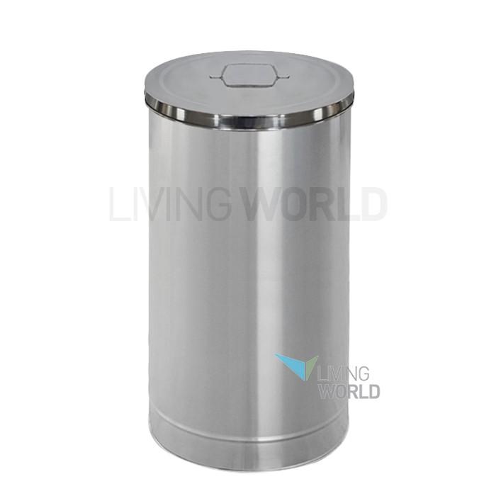 평뚜껑 스텐휴지통 65L/뚜껑휴지통/덮개식쓰레기통