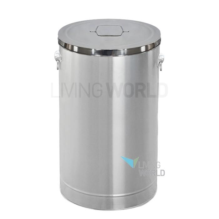 평뚜껑 스텐휴지통 80L/뚜껑휴지통/덮개식쓰레기통