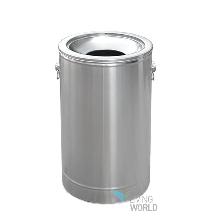 홉바형 스텐휴지통 80L/원형휴지통/홉바/대형휴지통/깔때기/호퍼