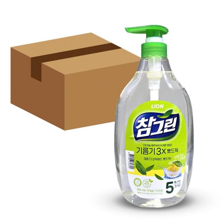 LION 참그린 기름기 뽀드득 레몬 녹차 주방세제 1kg 12개