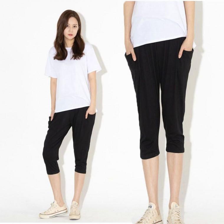 여름 주머니 시원한 밴딩 반바지 편한 여자 바지 7부