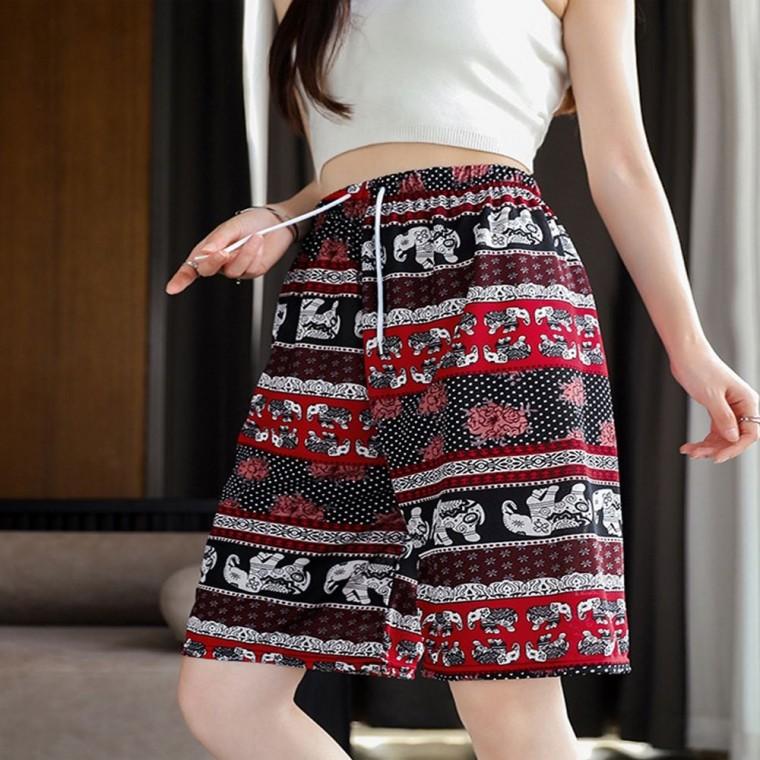 여름 코끼리 시원한 패턴 휴양지 편한 통바지 반바지
