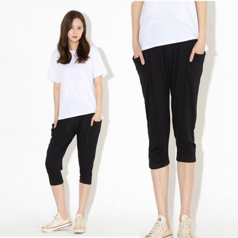반바지 여름 바지 밴딩 7부 주머니 여자 편한 시원한