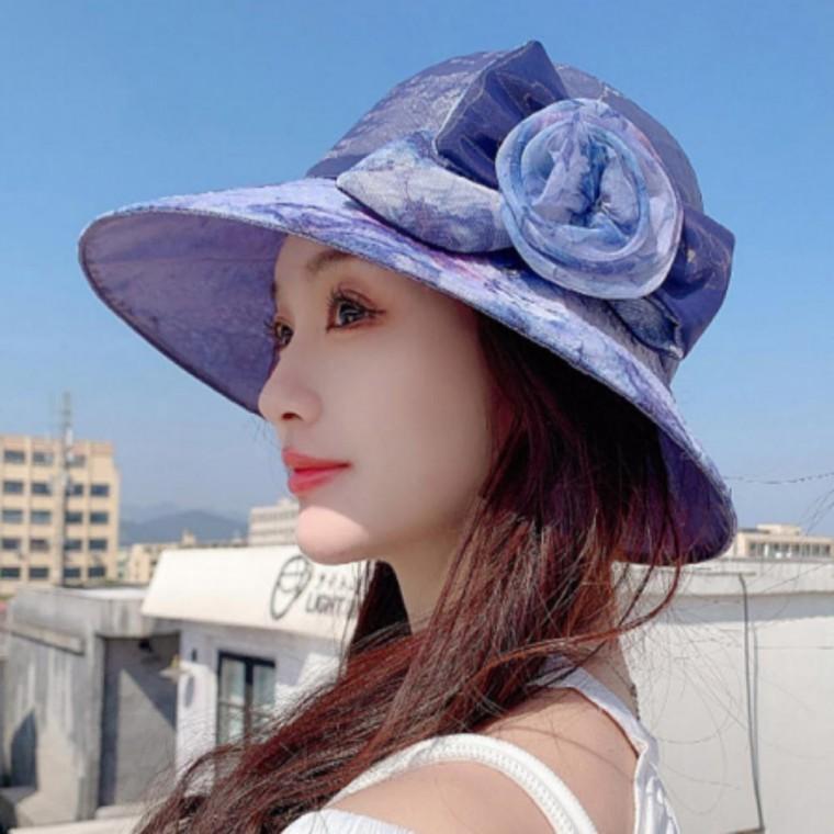 여성 오간자 모자 자외선차단 플라워 여름 버킷햇 화사한 나들이용 해변 휴양지 바캉스 시원한 패션 벙거지
