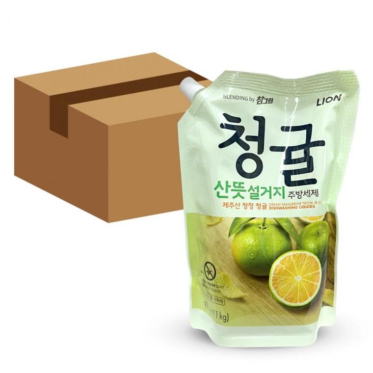 LION 참그린 청정 청귤 산뜻 설거지 주방세제 리필 1kg 10개