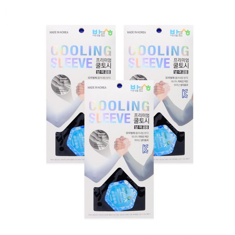 바른생활 프리미엄 쿨토시(블랙)-3개 3D무봉제 팔토시 자외선차단 암슬리브 쿨토시 블랙 3세트
