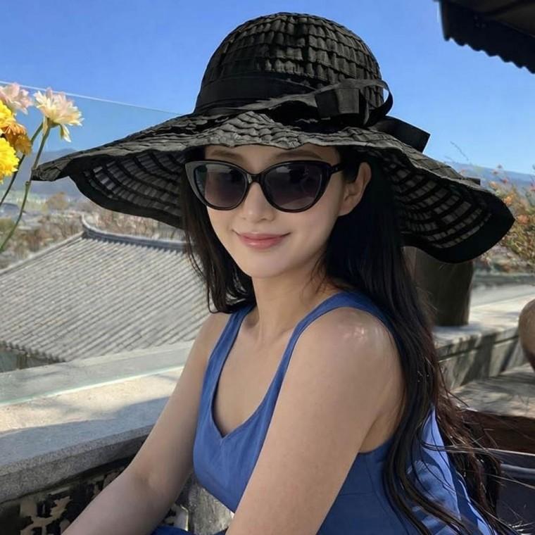 여름 가벼운 편안한 시원한 썬햇 리본 넓은 벙거지 버킷햇
