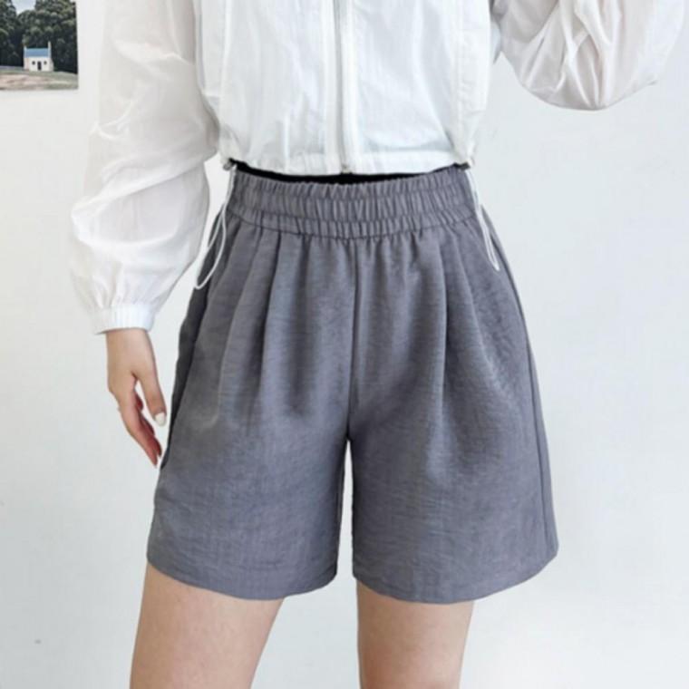 린넨 여름 시원한 투턱 편안한 밴딩 반바지 여자 양쪽포켓 넉넉 슬림 핏