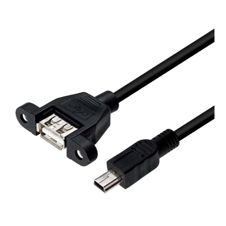 USB 2.0 미니 5핀 케이블 판넬형 고정 배선 커넥터 벽면 바닥