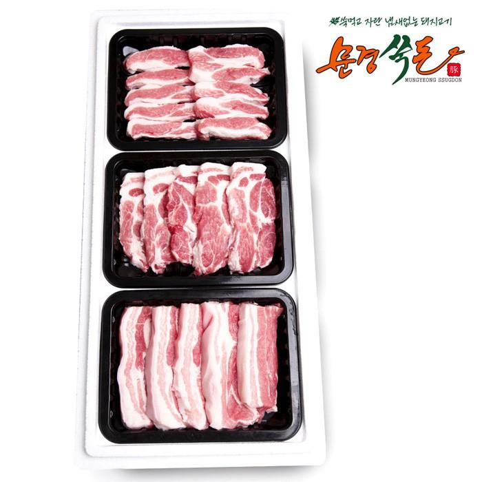 [바른정성] 국내산 돼지고기 냉장 삼겹 목살 가브리살 혼합 1.5kg 선물세트