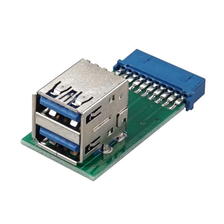 USB 3.0 A타입 19핀 20핀 2포트 커넥터변환 듀얼 상하젠더 메인보드 연결