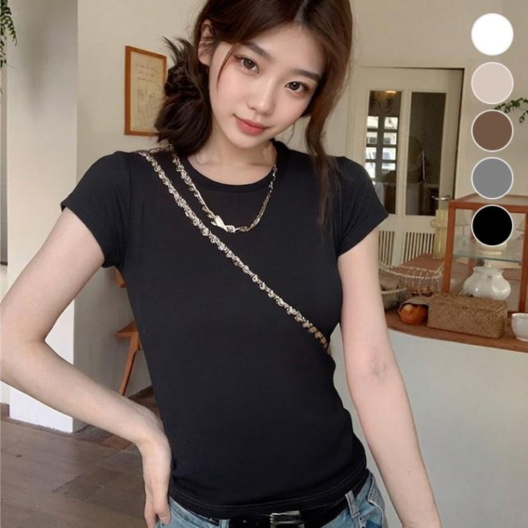여성 시원한원단 데일리룩 쿨링 여름 숏반팔 티셔츠