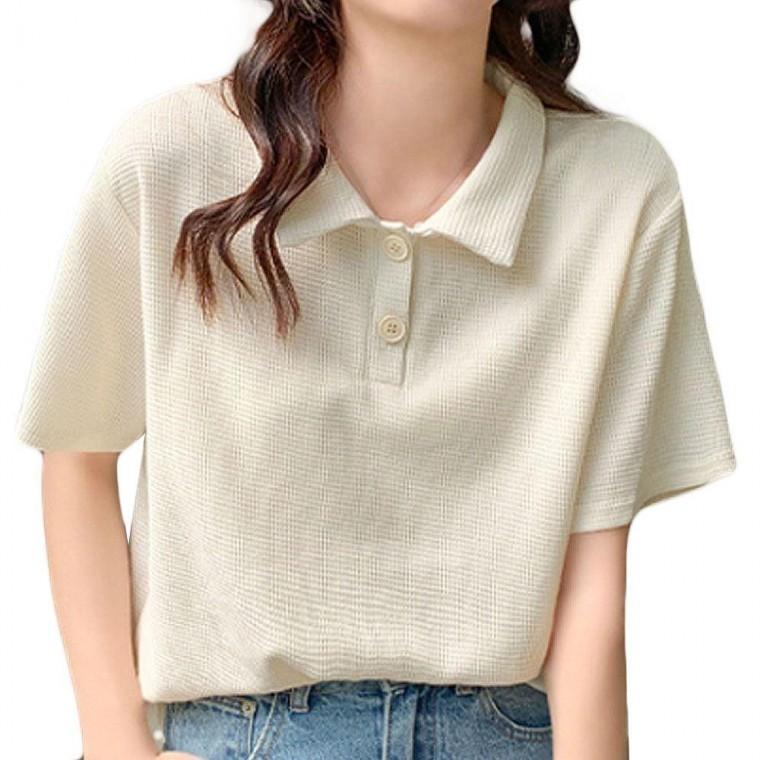 시원한 티 카라 인기 와플 티셔츠 와플 여성 반팔티 기본티 데일리 캐주얼 여름 원픽 셀파