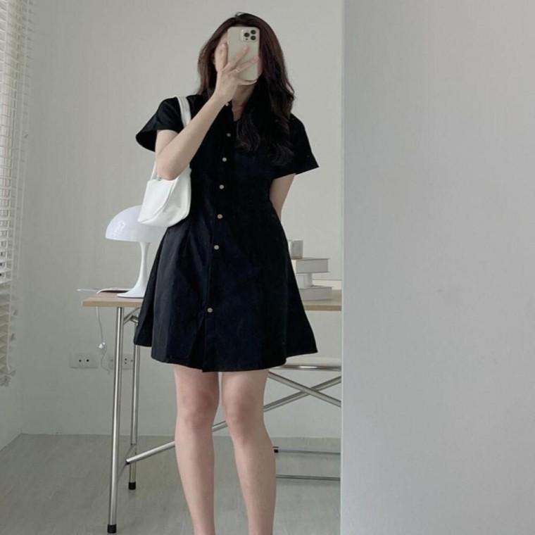 가볍고 시원한소재 슬림핏 여성 카라 반팔 미니원피스