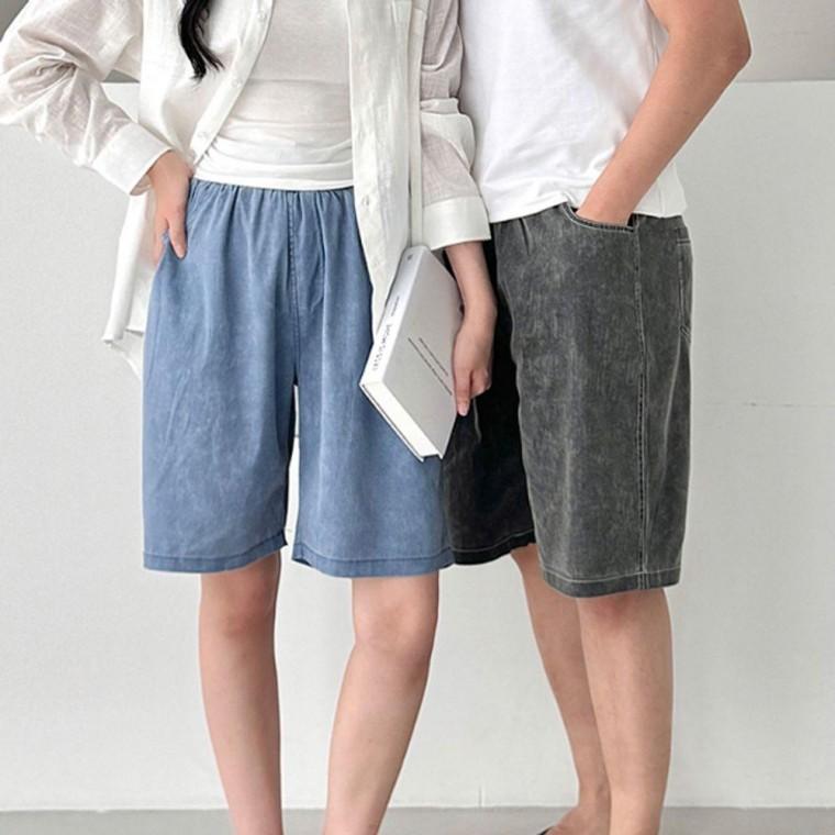 남녀공용 워싱 밴딩 반바지 여름 커플룩 시원한 운동 바지