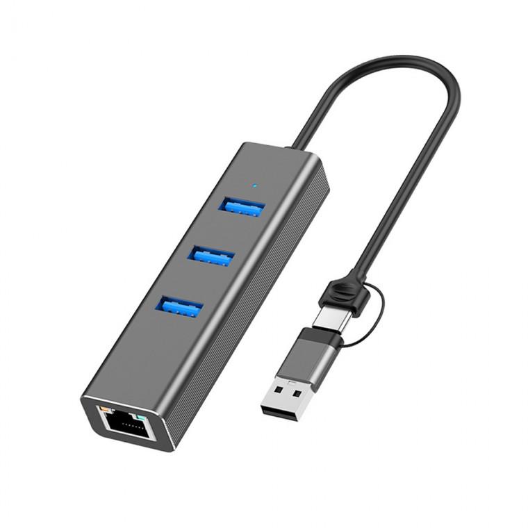 라디온 RUH-GL402CA Type-C USB-A 유선 랜포트 기가비트 랜카드+USB 3.0 3포트 멀티 허브