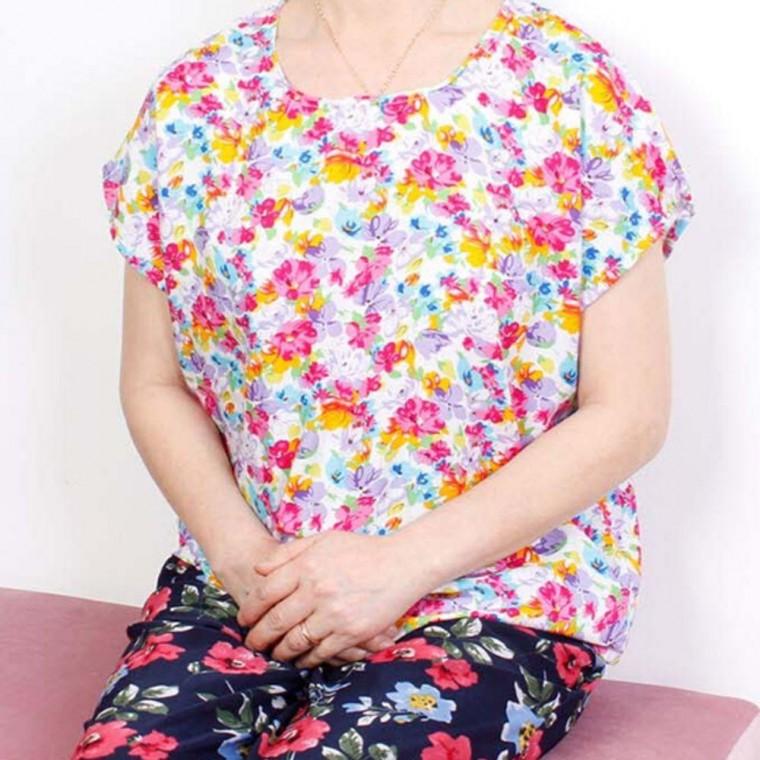 시원한 여자 꽃무늬 나시티 1P 나염 민소매 할머니