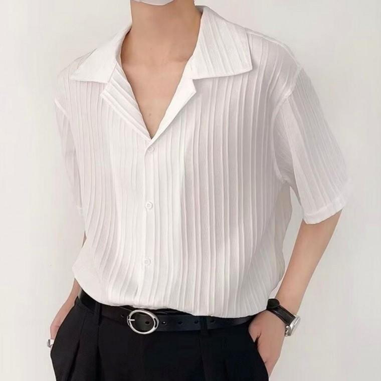 시원한 얇은 셔츠 카라 여름 반팔 남방 남자 시스루