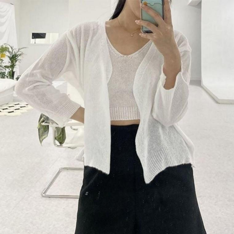 여름용 나시 가디건 세트 시원한 소재 데일리 셋업