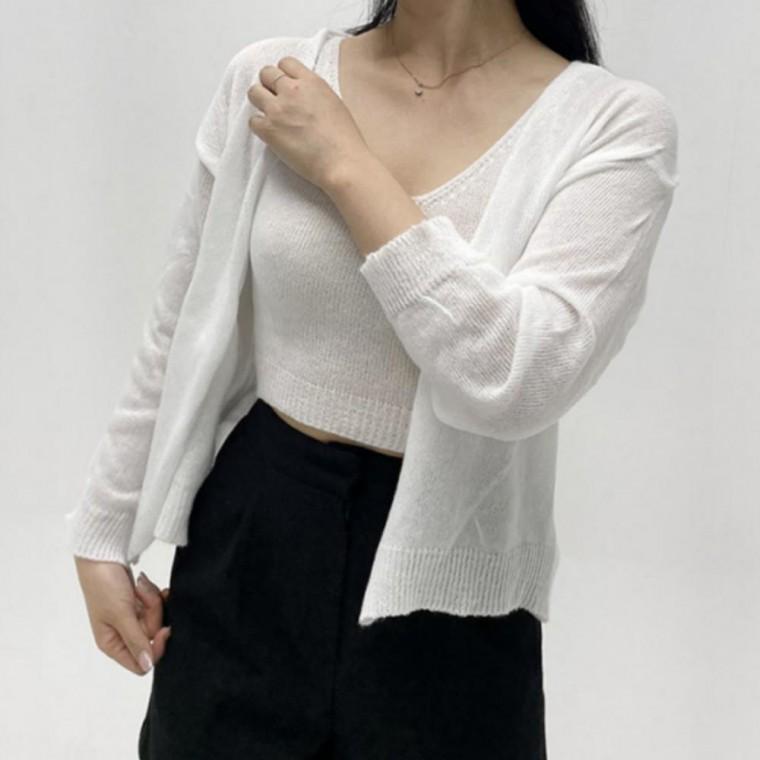 시원한 여름 나시 레이어드 가디건 셋업 세트 데일리 소재 여름용