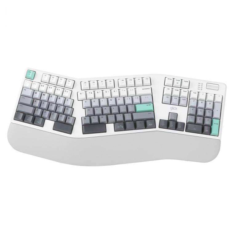 지클릭커 오피스프로 EK600 인체공학 스탠다드 무선 블루투스 풀윤활 기계식 키보드 그라데이션 네온 화이