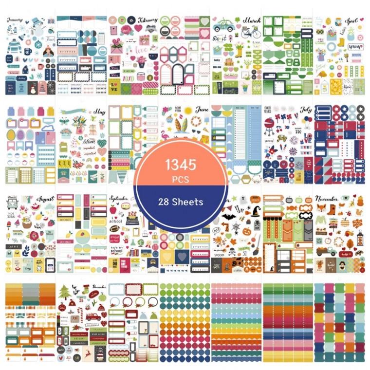 다이어리 플래너 월별 계절 스티커 다꾸 1345pcs