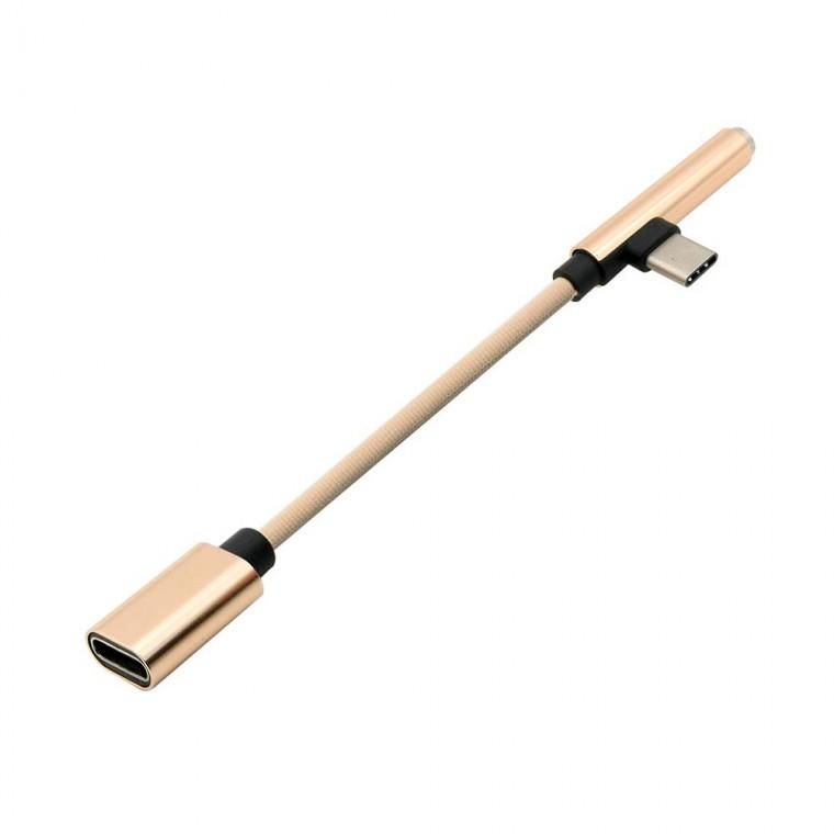 USB 3.1 C타입 듀얼 젠더 15cm 골드 음악청취 이어폰 동시사용 가능