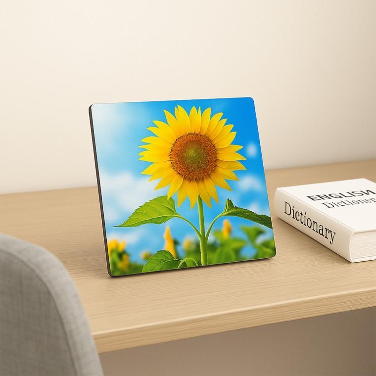 돈들어오는 해바라기 메탈 사진 액자 그림 풍수 인테리어 8x8cm (소량 주문 제작 가능)