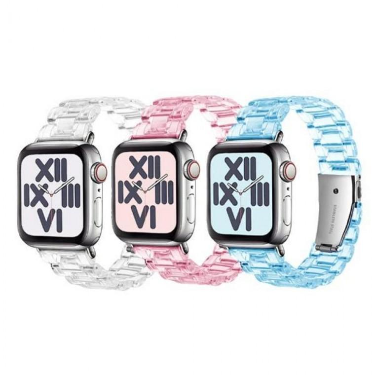 EAS 워치 호환 아이스큐브 투명 체인 원터치버클 스트랩 밴드 시계줄 Apple Watch 8 울트라 7 SE 6 5 4