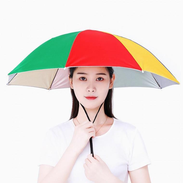 모자 무지개 머리우산 우산형 밴드형 접이식우산 여름용품 모자