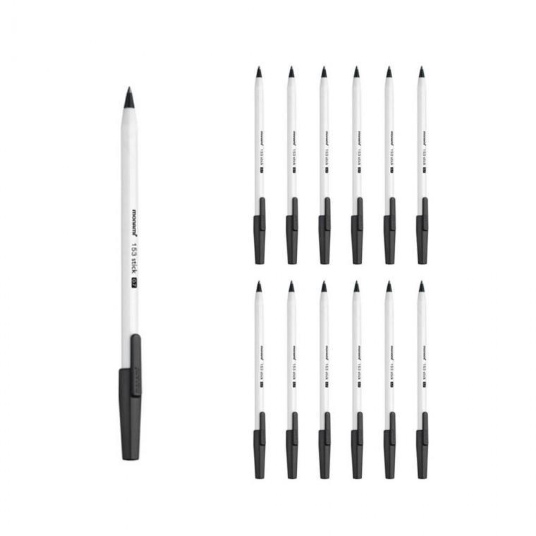 검정펜 모나미 153 캡뚜껑 0.7mm 스틱볼펜 12p세트 모나미 153볼펜 사무용품