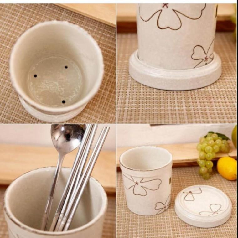 나고야 러브플라워 수저통 플라스틱 물빠짐수저함 수저 북유럽 꽂이 자동