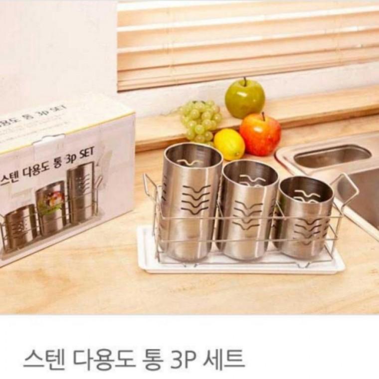 다용도통 스텐수저통 3구수저통 세트수저통수저통1P 다용도 수저함 북유럽