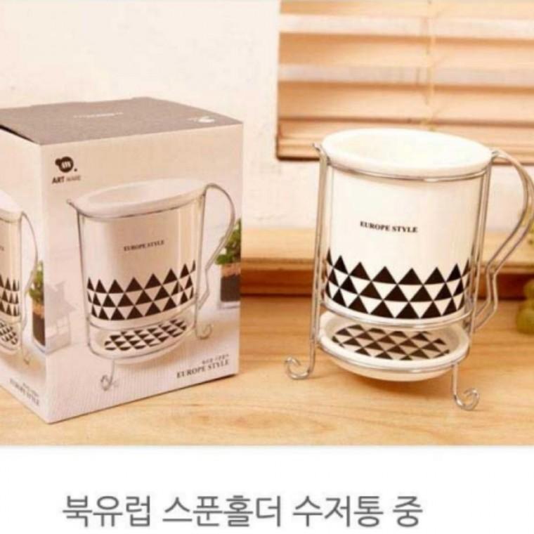 스푼홀더 럽스타일 도자기수저통 물받이수저통 다용도 대 북유럽 자동 꽂이
