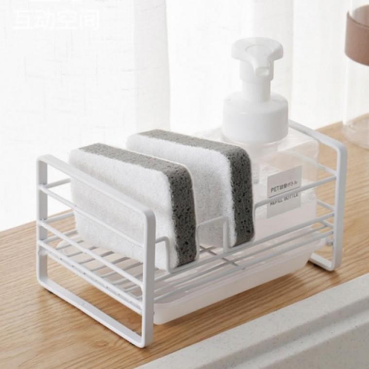 미니 수세미거치대 벽부착 씽크대 꽂이 수납 받침대 선반 보관 화이트