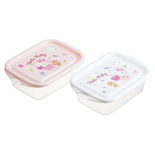 헬로키티 플라워 간편보관용기 2종세트 500ml 반찬통 항균+