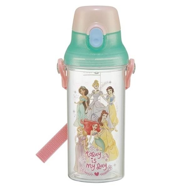 프린세스 눈금 클리어 원터치 어깨끈물병 480ml 물통