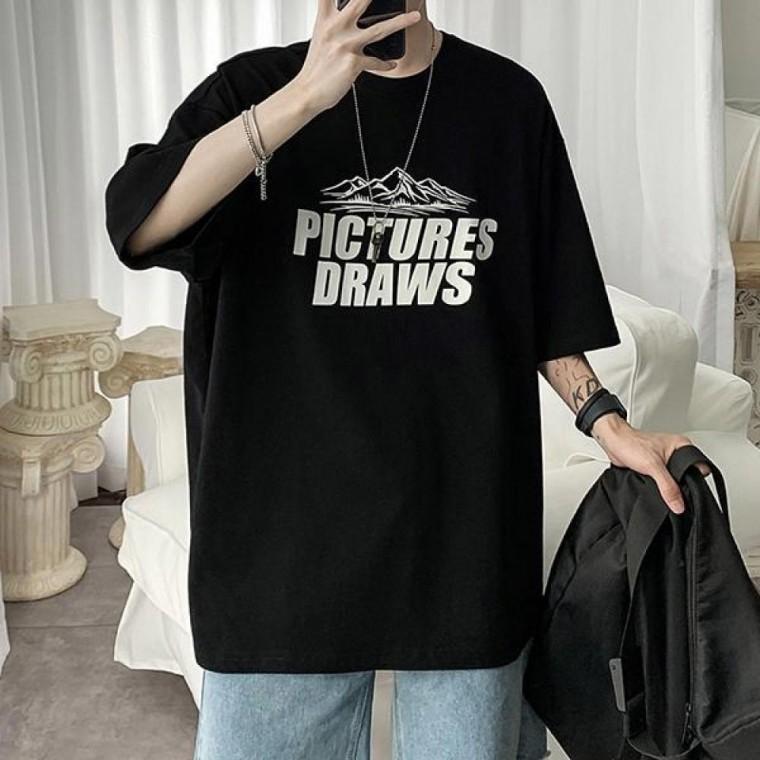 스트릿 프린팅 로고 오버핏 남성 반팔 티셔츠 IS-TS14