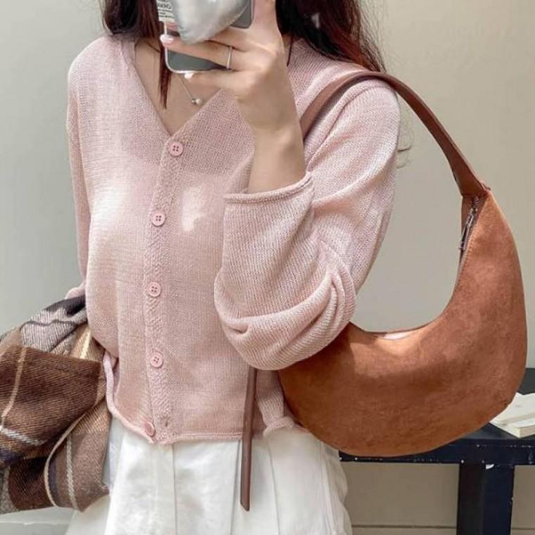 스웨이드 가방 데일리 조각달 스타일 디자